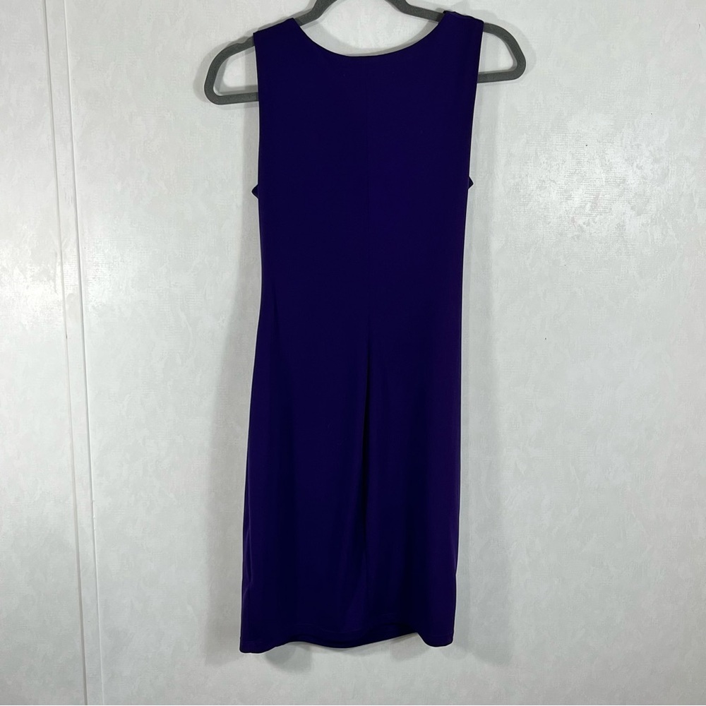 Enfocus Studio Purple Ruched Tank Sundress Midi Dress Side V-Neck Ruffle - Picture 4 of 7